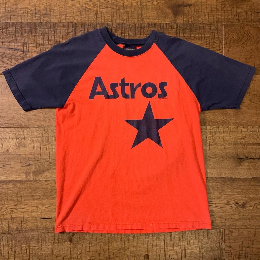 Majestic Baseball Tee Mens XL Orange Y2K Houston Astros Cooperstown Collection